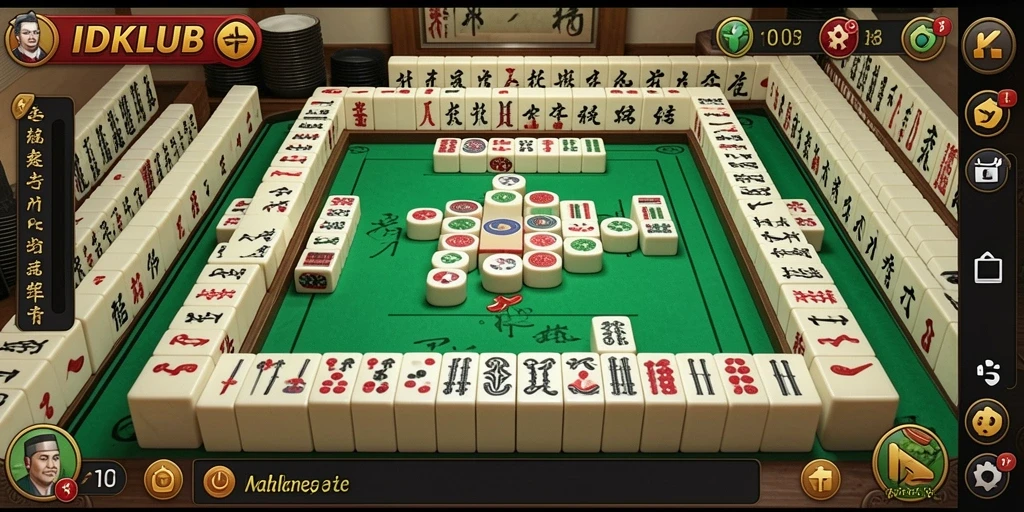 Tampilan gameplay seru Mahjong dalam IDKLUB yang menarik.